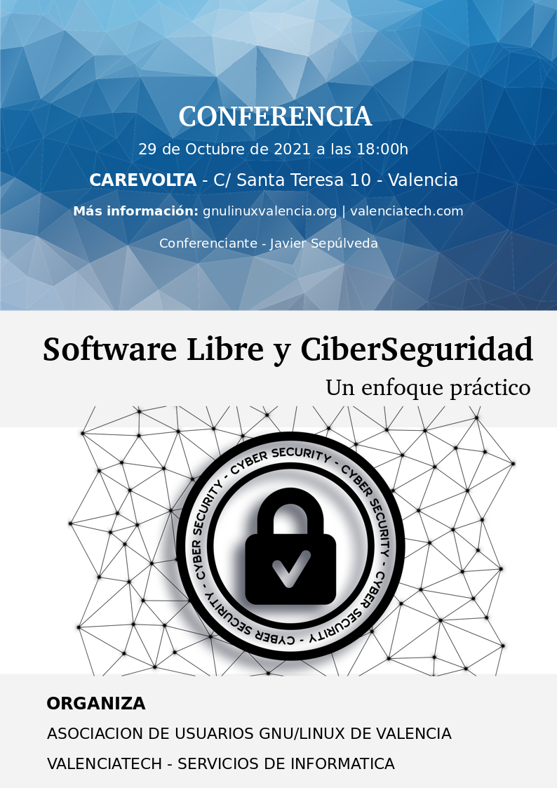 cartel-conferencia-software-libre-y-ciberseguridad-un-enfoque-practico-javier-sepulveda-gnu